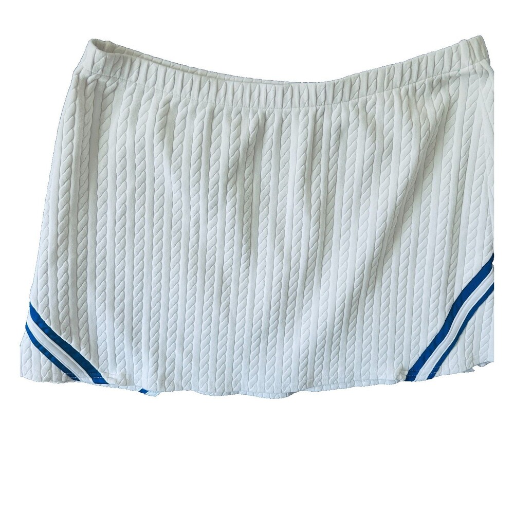 Vintage Wimbledon Skirt M Tennis White Navy Cable knit USA made